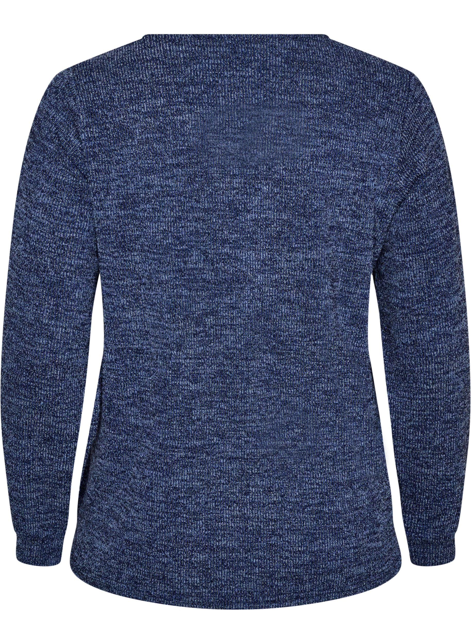 ZizziJerseypusero V-p&auml;&auml;ntiell&auml; ja pitk&auml;t hihat, Sininen, Packshot image number 1