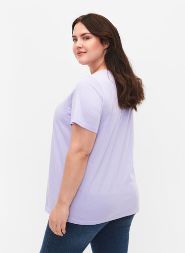 Puuvillainen t-paita tekstiprintillä, Lavender W. Chicago, Model image number 1