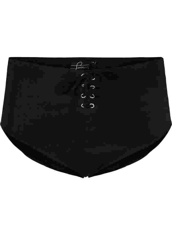 Korkeavyötäröinen bikinialaosa nyörillä, Black, Packshot image number 0