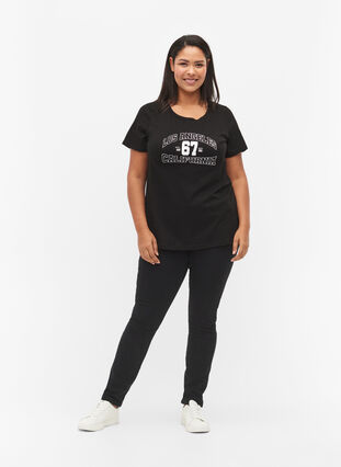Puuvillainen t-paita painatuksella, Black LOS ANGELES, Model image number 2