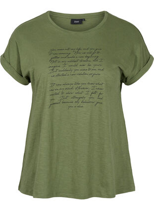 Ekologisesta puuvillasta valmistettu t-paita painatuksella, Four Leaf CloverText, Packshot image number 0