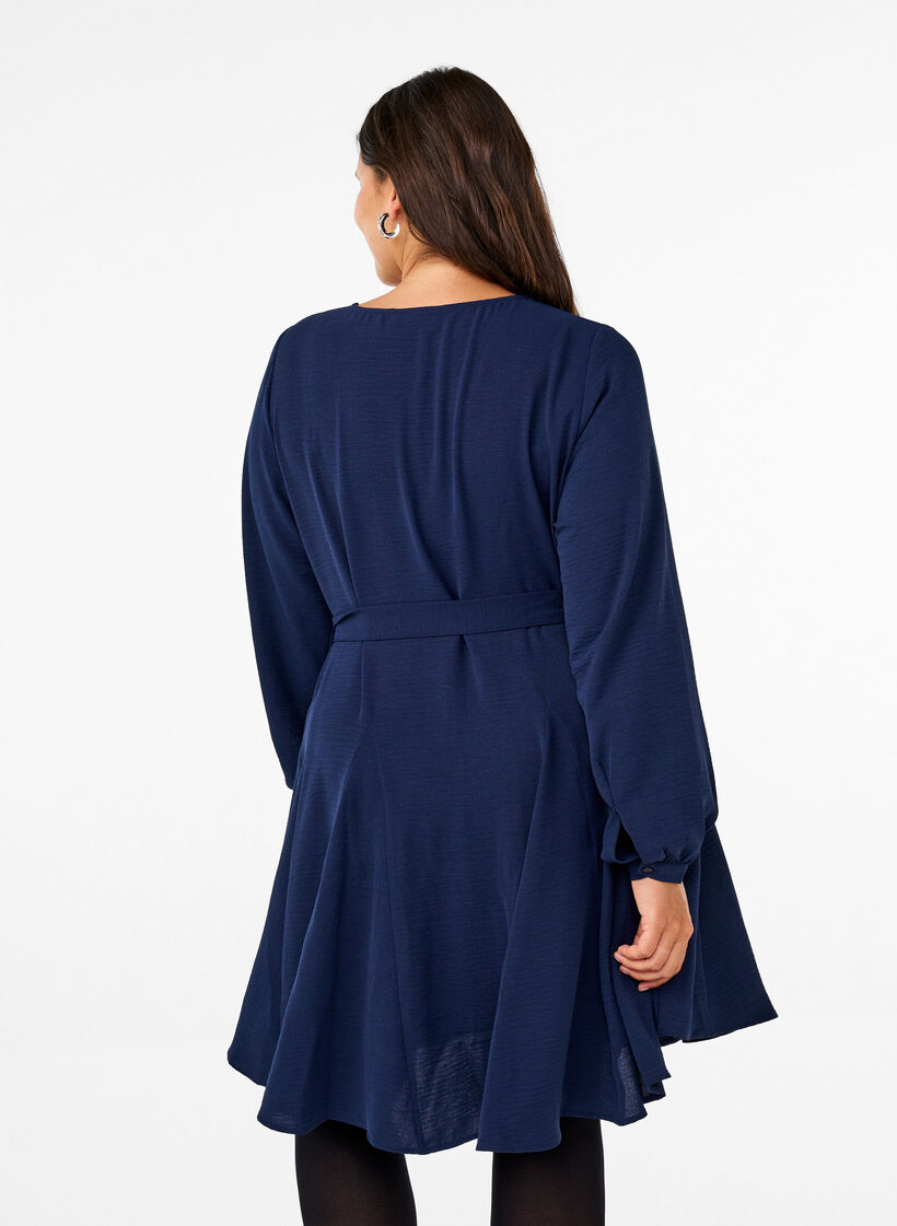 Pitkähihainen mekko, jossa on vyönauha, Navy Blazer, Model image number 1