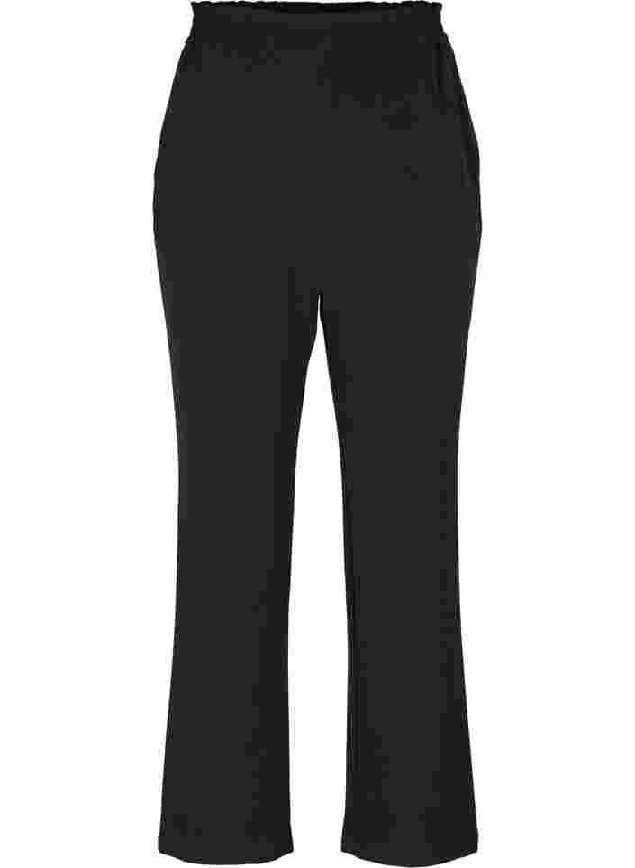 Yksiväriset housut leveillä lahkeilla, Black, Packshot image number 0