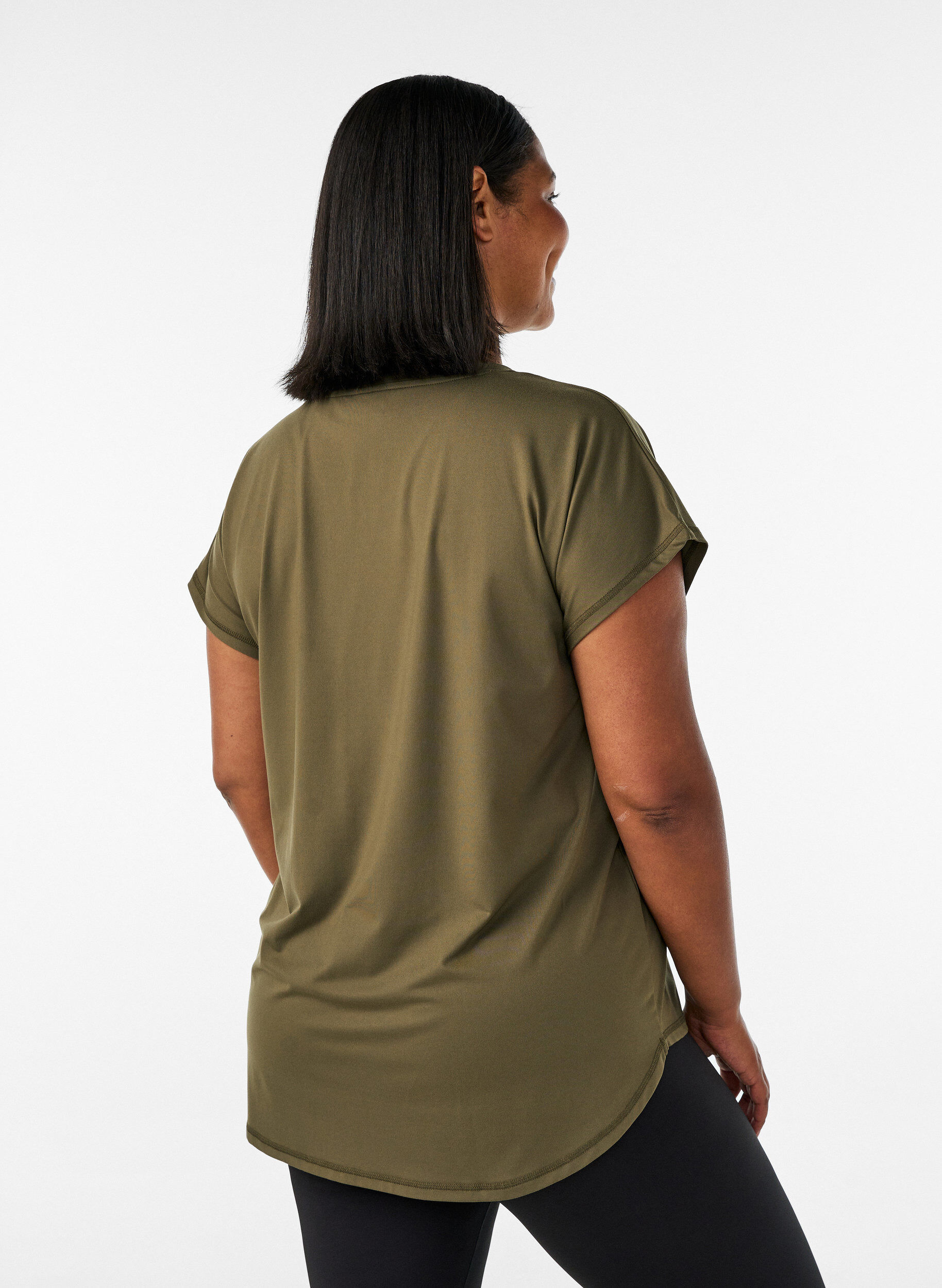 ZizziLyhythihainen t-paita treeniin v-aukolla, Vihre&auml;, Model image number 2