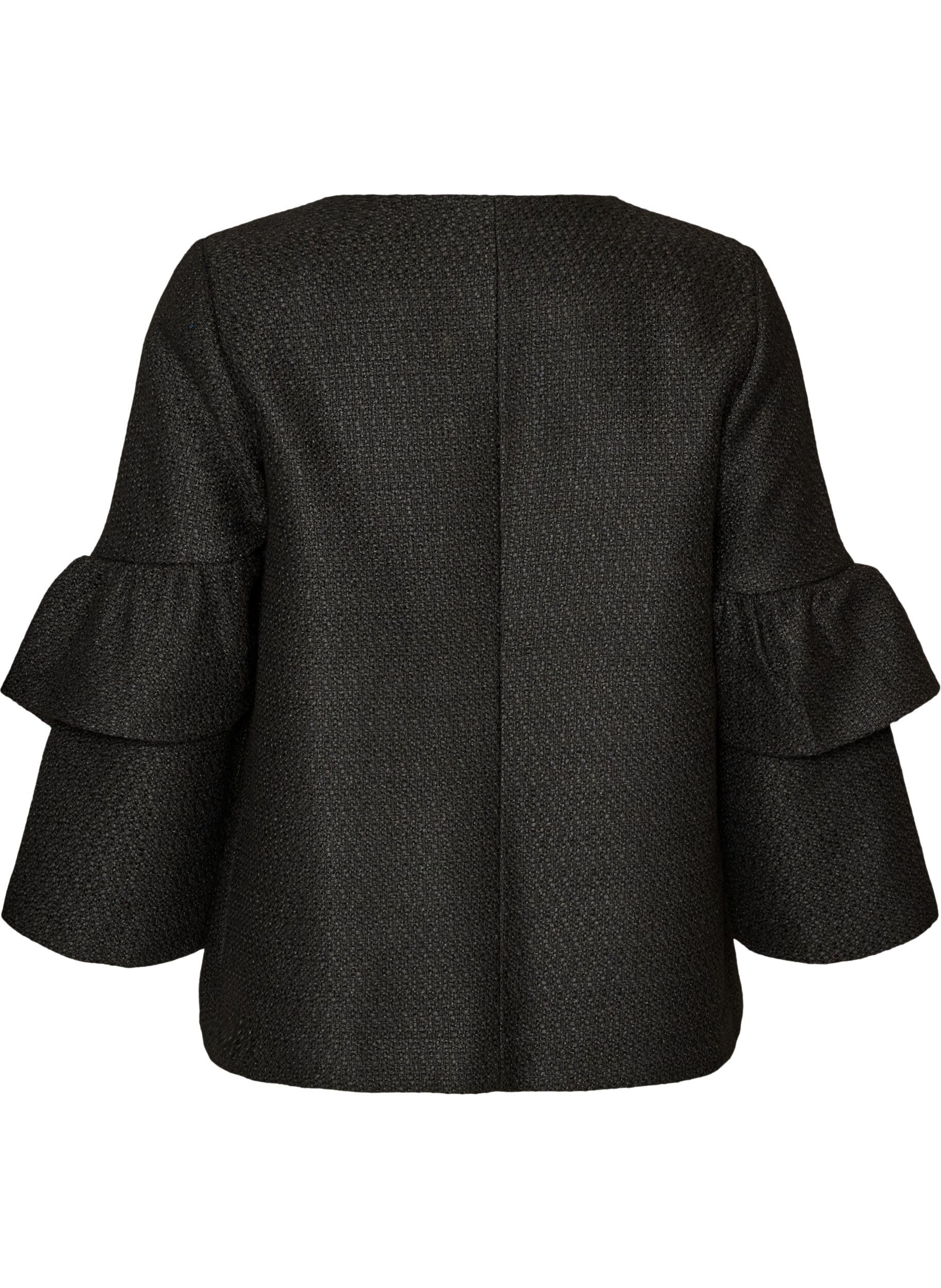 ZizziBoucl&eacute;-takki r&ouml;yhel&ouml;yksityiskohdilla, Musta, Packshot image number 1