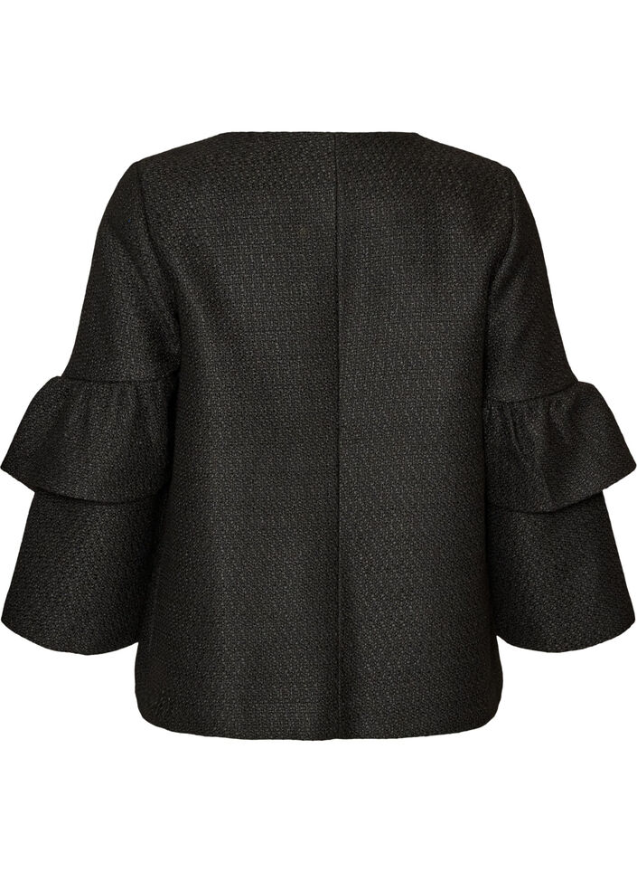 Boucl&eacute;-takki r&ouml;yhel&ouml;yksityiskohdilla, Musta, Packshot image number 1