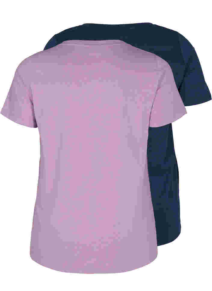 2 perus t-paitaa puuvillasta, Paisley Purple/Navy, Packshot image number 1