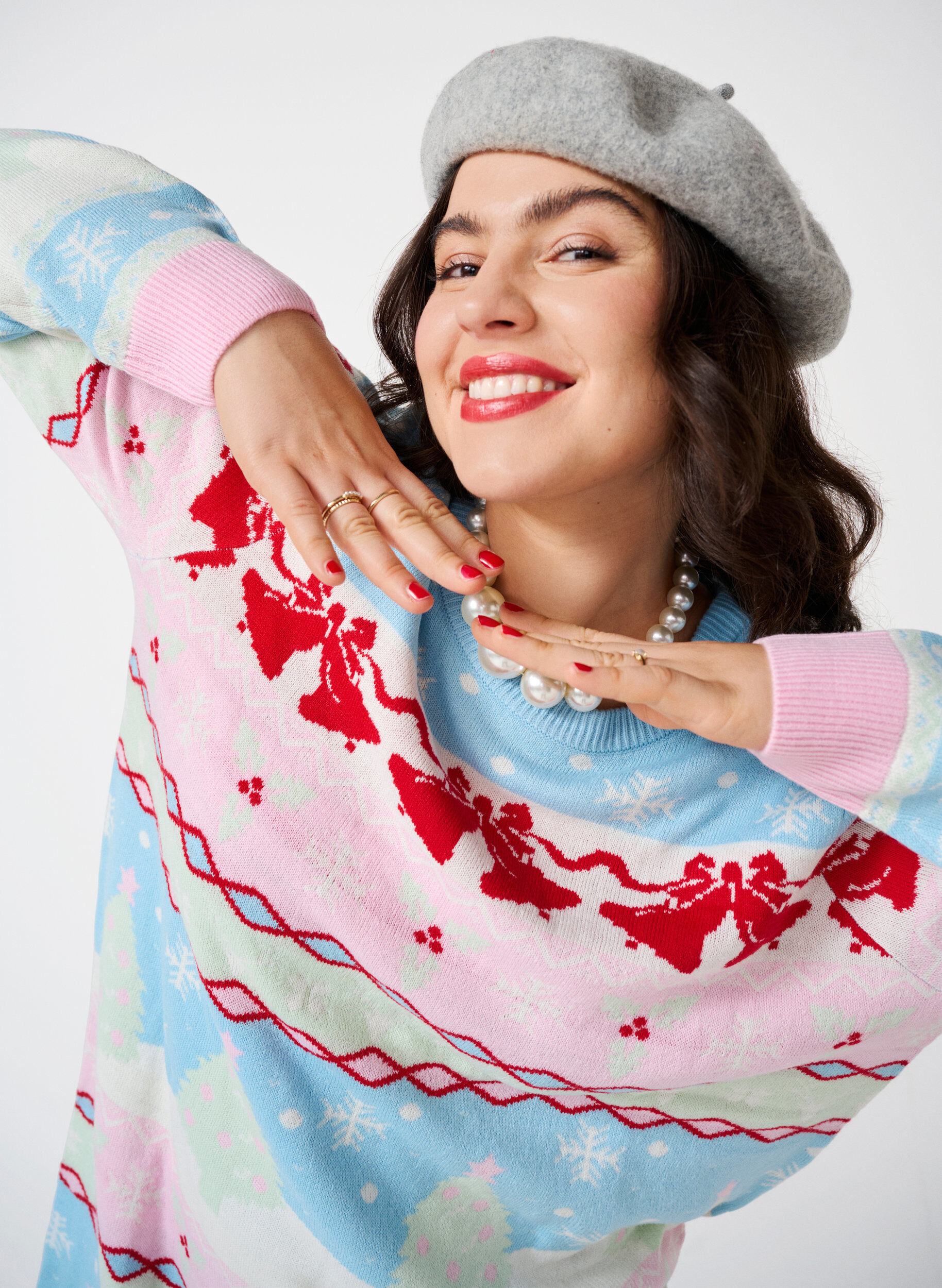 Zizzi Neulottu joulumekko, Cerulean Comb, Image image number 0