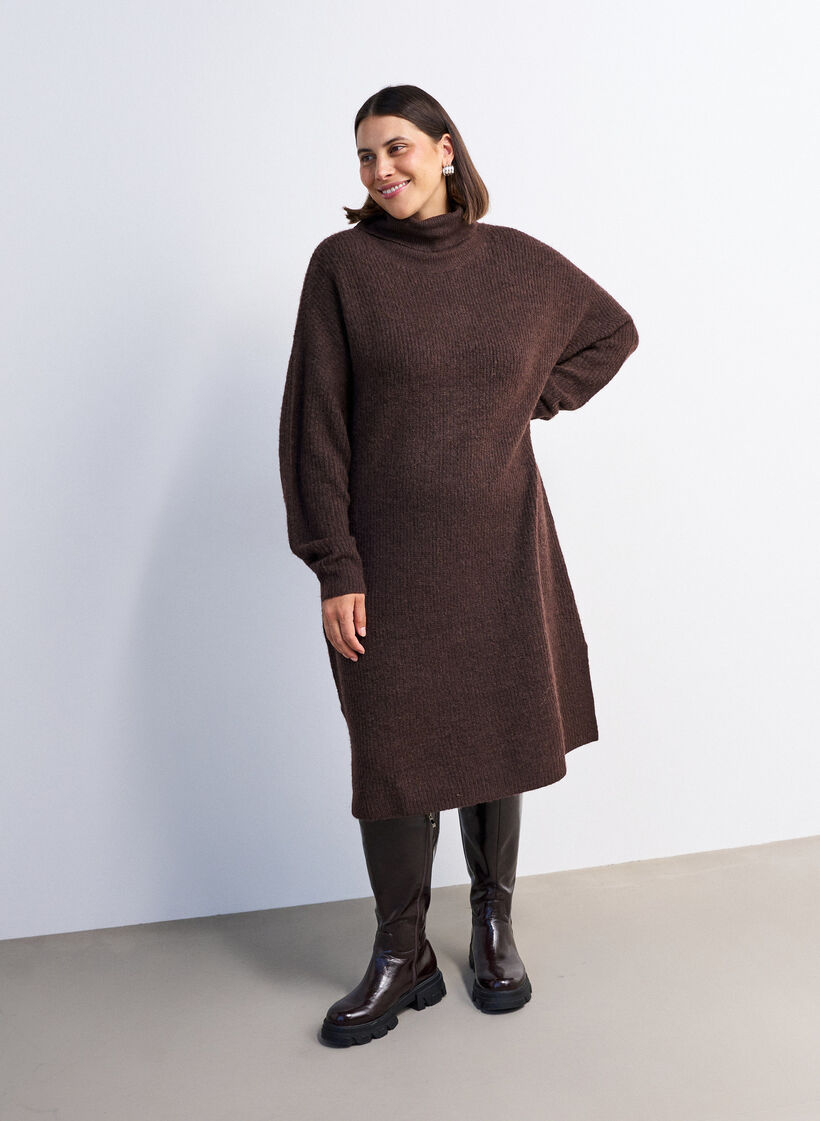 Neulemekko poolokauluksella, Ruskea, Model image number 0