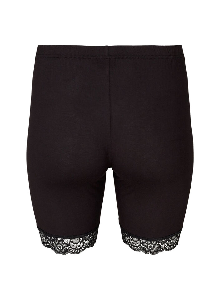 Py&ouml;r&auml;ilyshortsit pitsireunuksella, Musta, Packshot image number 1