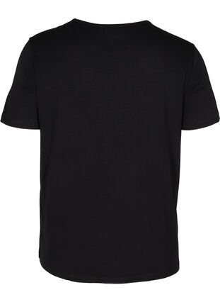 Lyhythihainen viskoosista valmistettu t-paita pitsillä, Black, Packshot image number 1