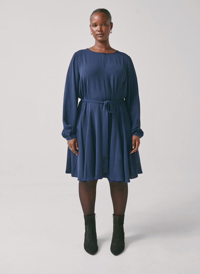 Pitkähihainen mekko, jossa on vyönauha, Navy Blazer, Image image number 1