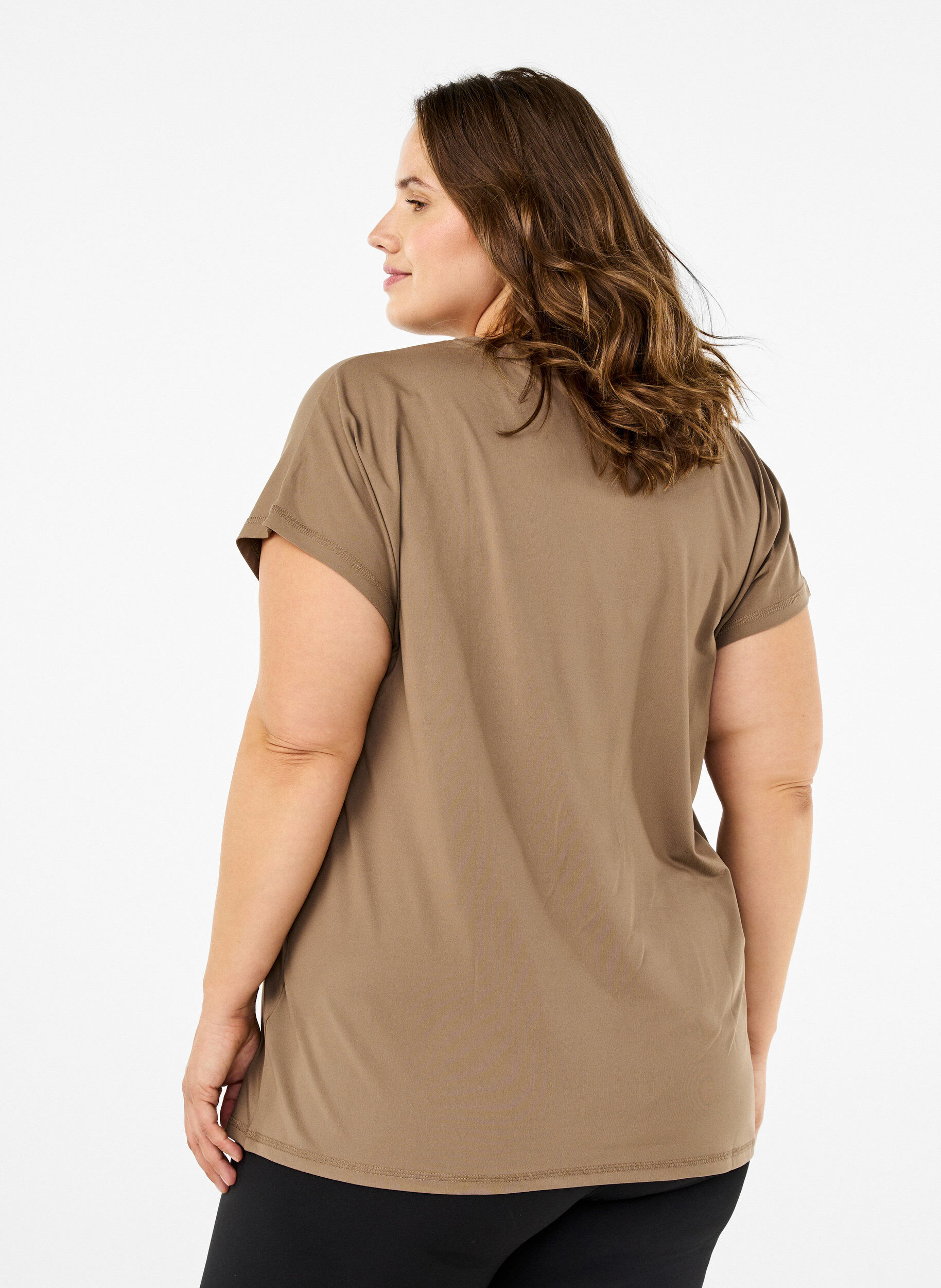 Zizzi Yksiv&auml;rinen treenipaita, Beige, Model image number 2