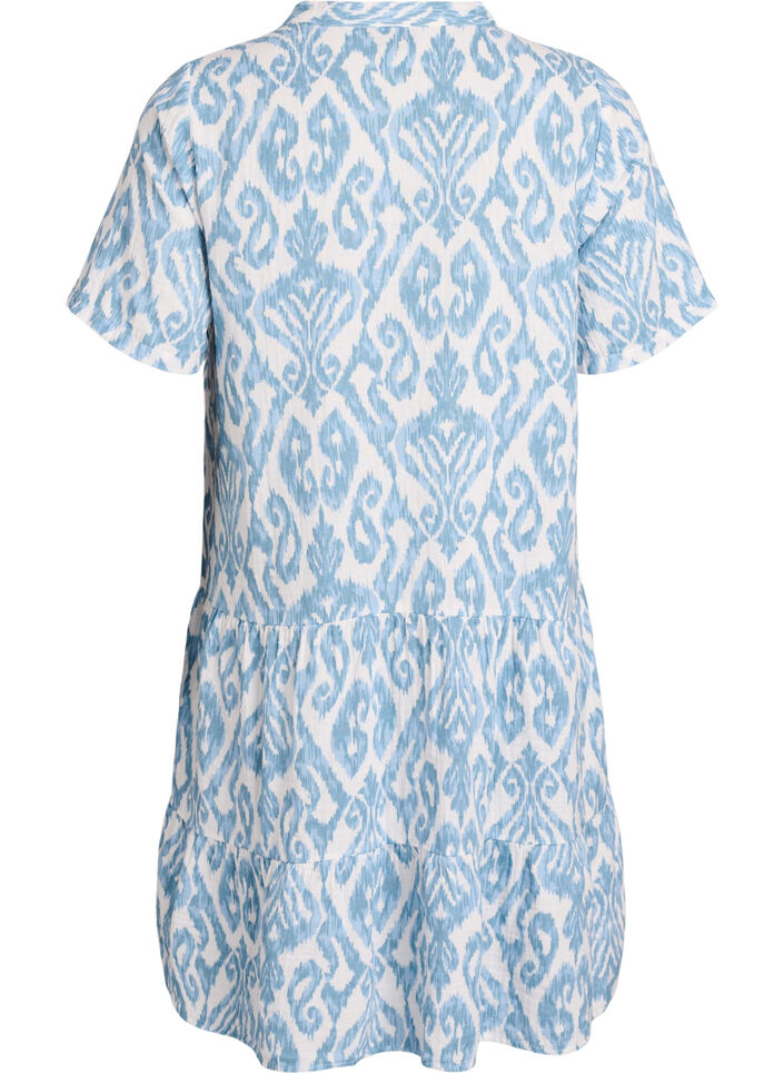 Lyhyt A-linjainen mekko puuvillamusliinista, Vanilja, Packshot image number 2