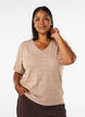 Lyhythihainen neulepusero pointelle-kuviolla, Beige, Model image number 0