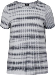 Lyhythihainen viskoosista valmistettu t-paita kuosilla , White, Black Tie Dye