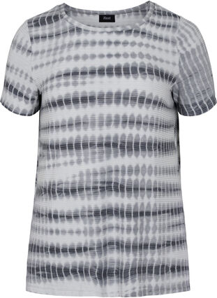 Lyhythihainen viskoosista valmistettu t-paita kuosilla , White, Black Tie Dye, Packshot image number 0