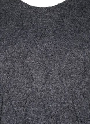 Neule, jossa on reikäkuvio, Dark Grey Melange, Packshot image number 2