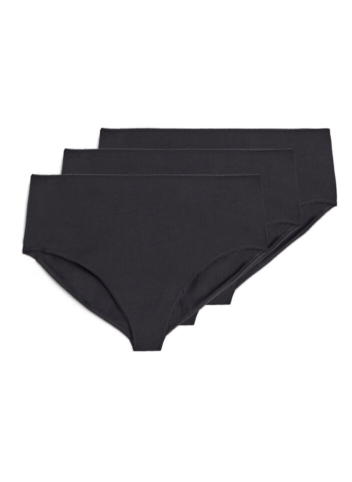 3 kpl setti puuvilla-alushousuja normaalilla vy&ouml;t&auml;r&ouml;ll&auml;, Musta, Packshot image number 0