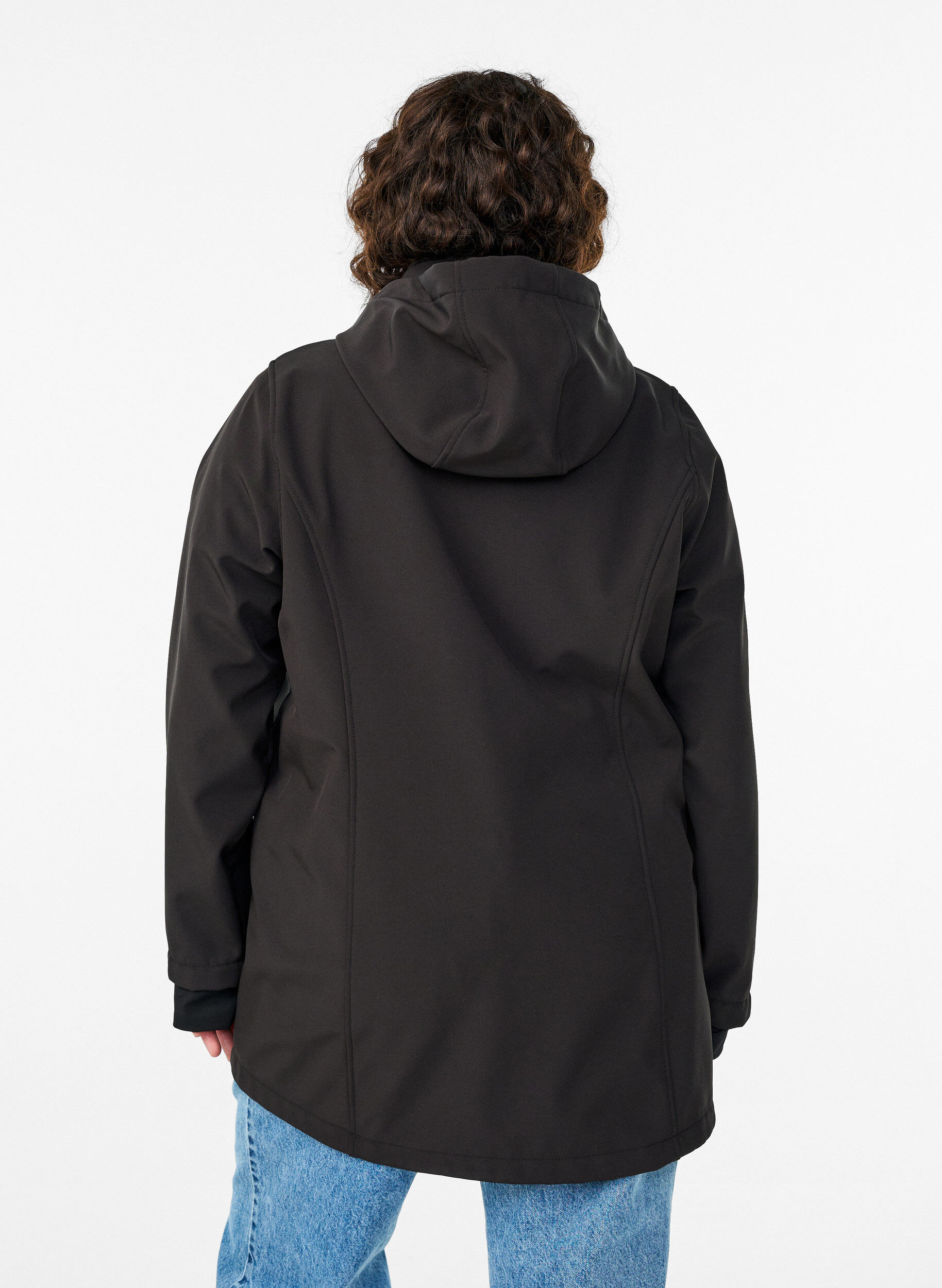 ZizziLyhyt softshell-takki irrotettavalla hupulla, Musta, Model image number 2