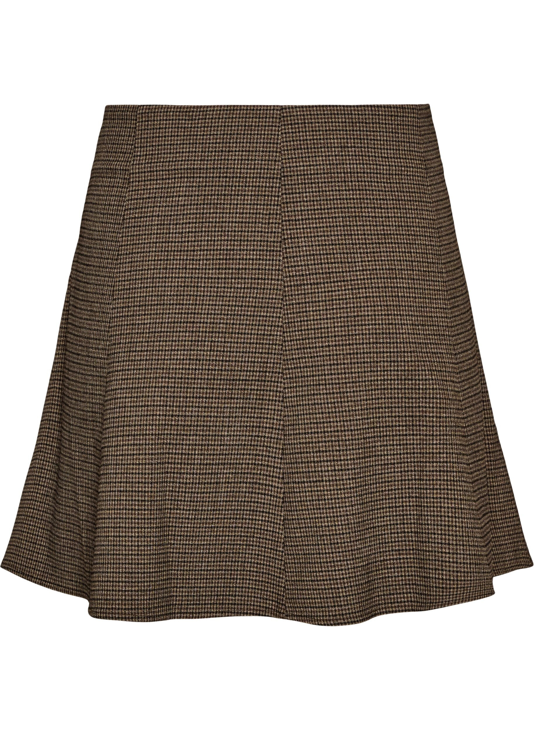 ZizziPieni ruudullinen A-linjainen hame, Ruskea, Packshot image number 1