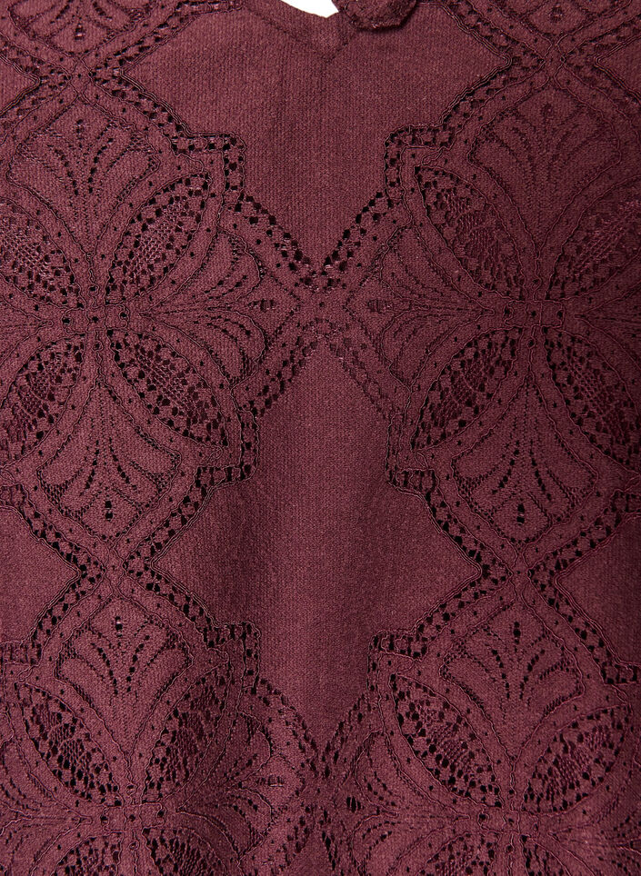 Pitk&auml;hihainen pusero pitsikuviolla, Tumma Bordeaux, Packshot image number 2