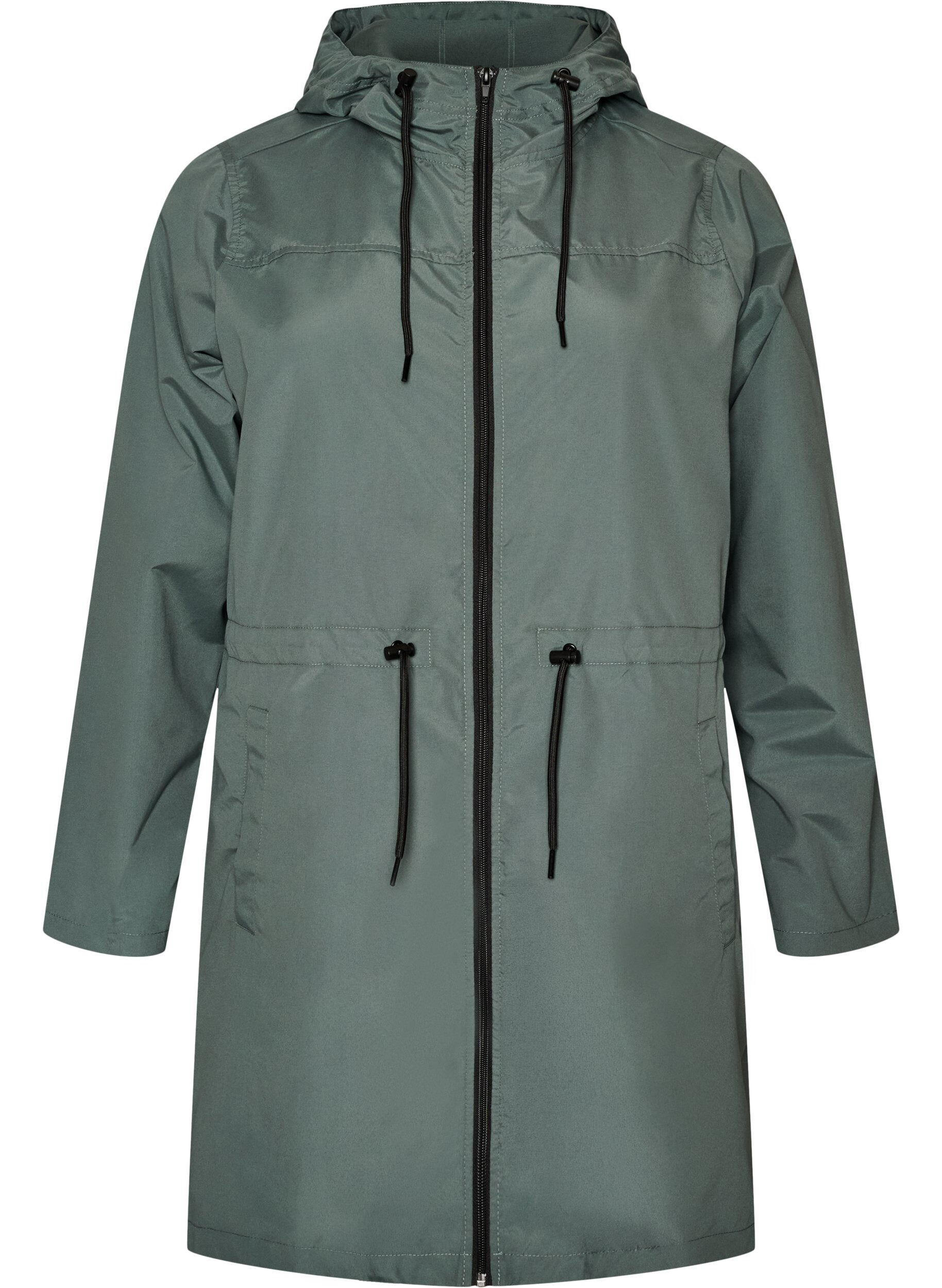 ZizziKevyt hupullinen parka, Vihre&auml;, Packshot image number 0