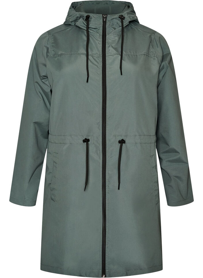 Kevyt hupullinen parka, Vihre&auml;, Packshot image number 0