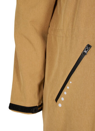 Pitkä hupullinen softshell-takki, Golden Brown Mel., Packshot image number 3