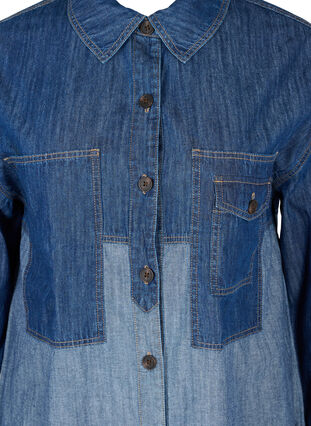 Pitkä paitatakki farkkukankaasta, Blue denim, Packshot image number 2