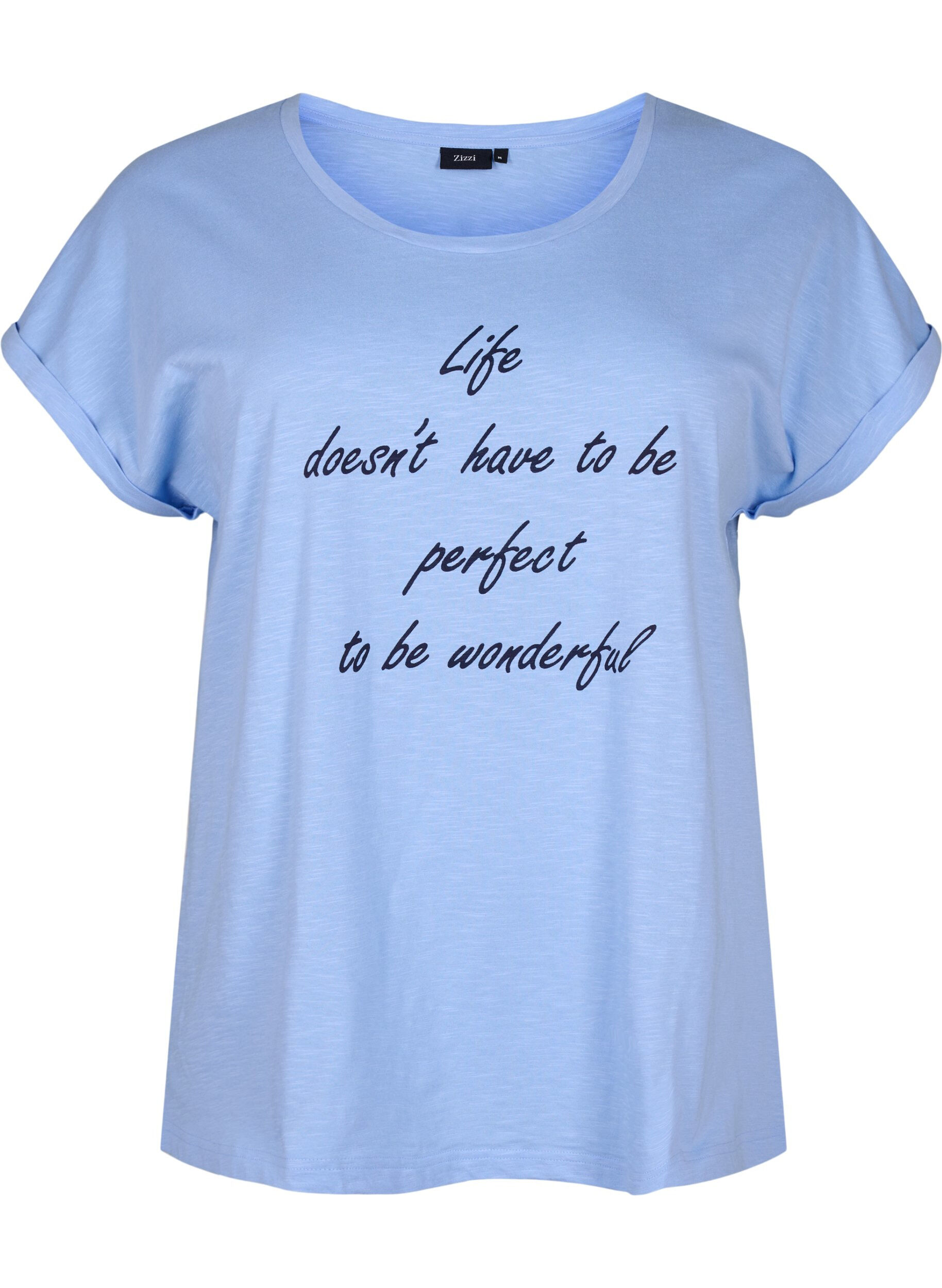 Zizzi Ekologisesta puuvillasta valmistettu t-paita painatuksella, Serenityw.Navy Print, Packshot image number 0