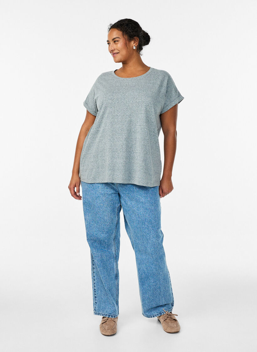 Meleerattu T-paita lyhyillä hihoilla, Vihreä, Model image number 1