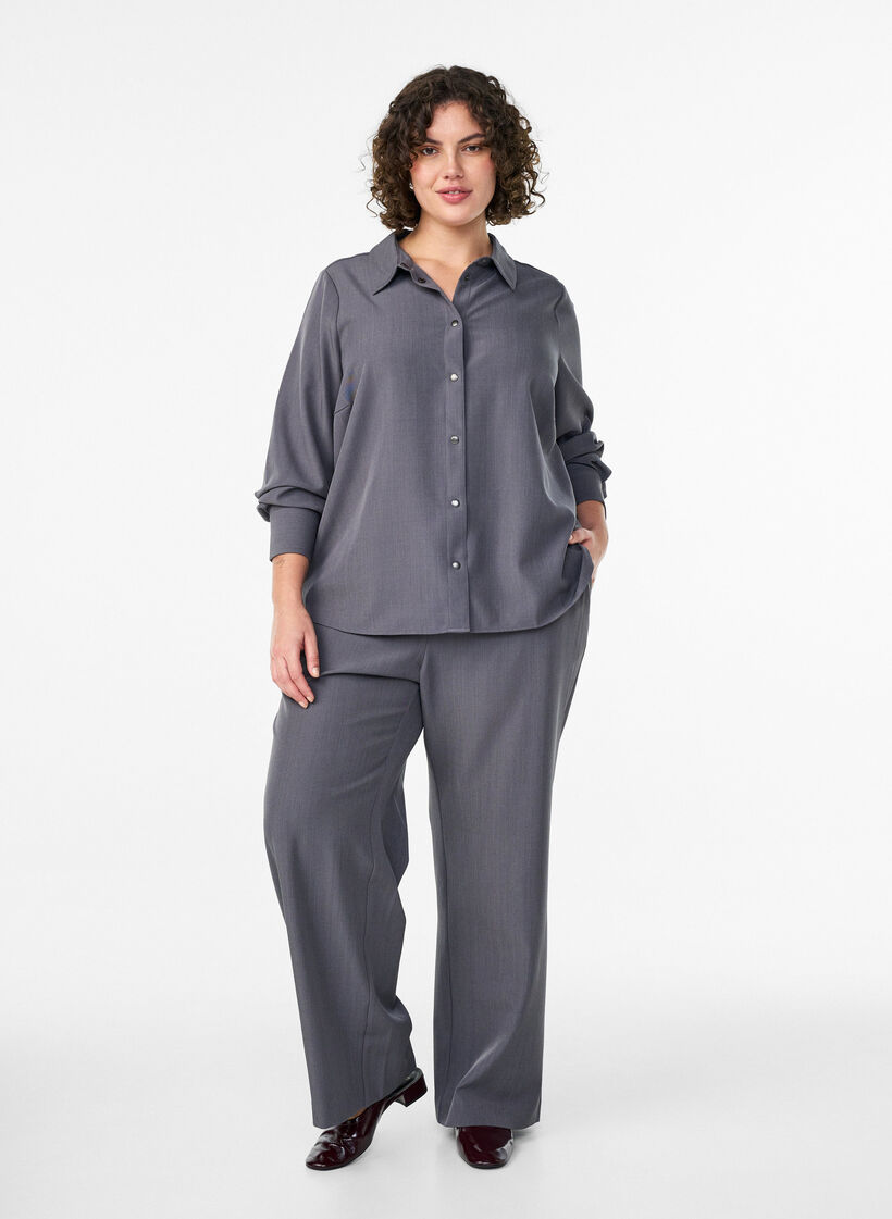 Kauluspaita painonapeilla, Harmaa, Model image number 1