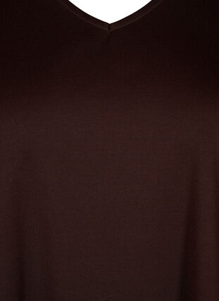 Yksivärinen mekko v-pääntiellä ja 3/4-hihoilla, Coffee Bean, Packshot image number 2