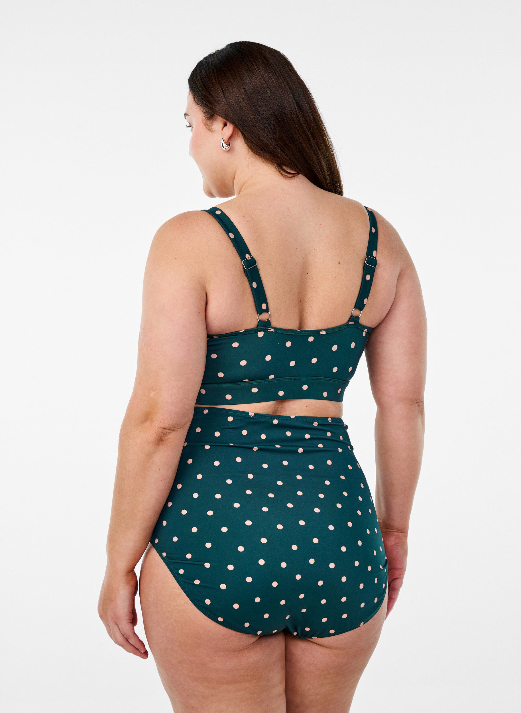 Zizzi Kukallinen bikinien yl&auml;osa r&ouml;yhel&ouml;yksityiskohdilla, Vihre&auml;, Model image number 2