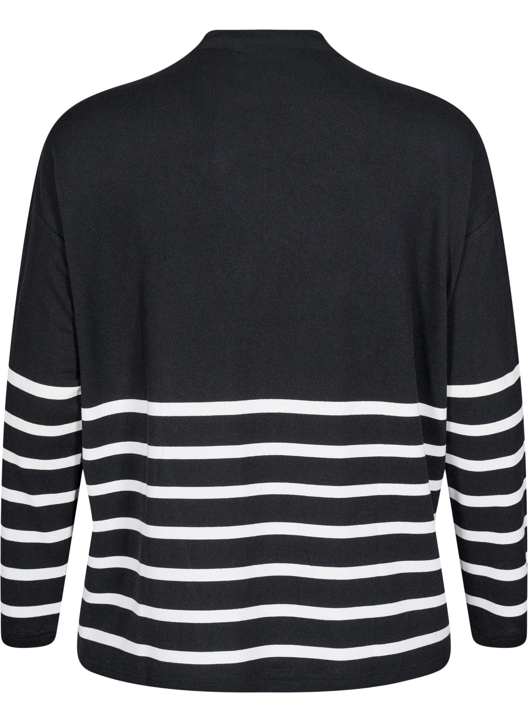 Zizzi Pusero korkealla kauluksella ja pitkill&auml; hihoilla, Musta, Packshot image number 1