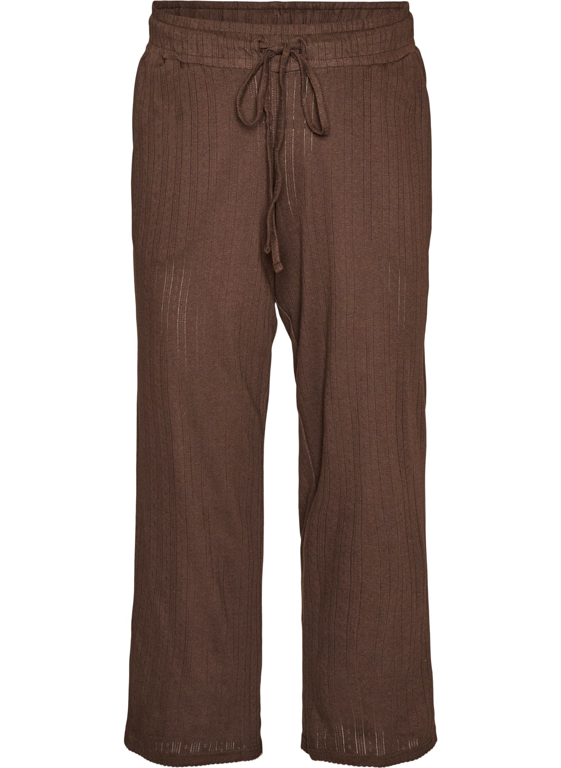 ZizziLuomupuuvillaiset pyjamahousut rei&rsquo;itetyll&auml; kirjailulla, Ruskea, Packshot image number 0