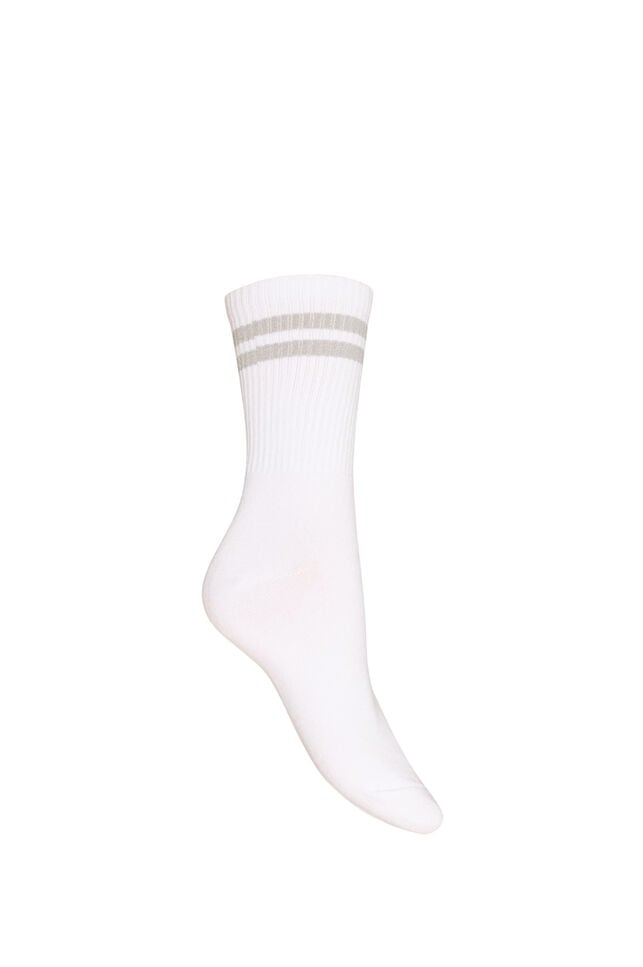 Raidalliset puuvillasukat, Valkoinen, Packshot image number 1