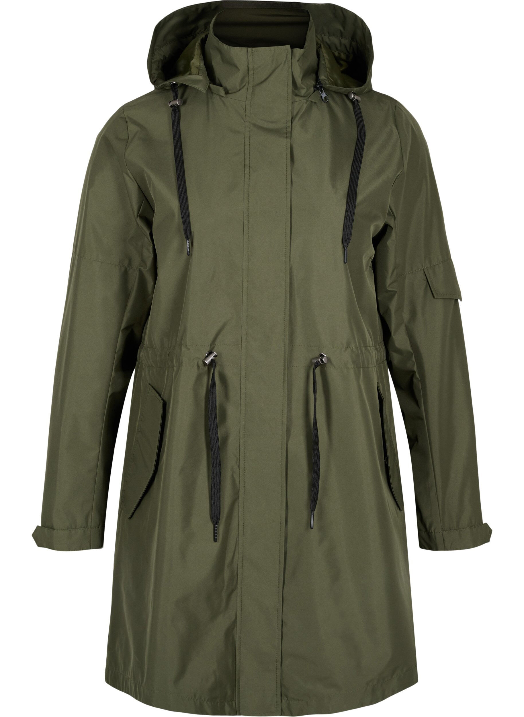 Zizzi Vedenpit&auml;v&auml; parka irroitettavalla hupulla, Forest Night, Packshot image number 0
