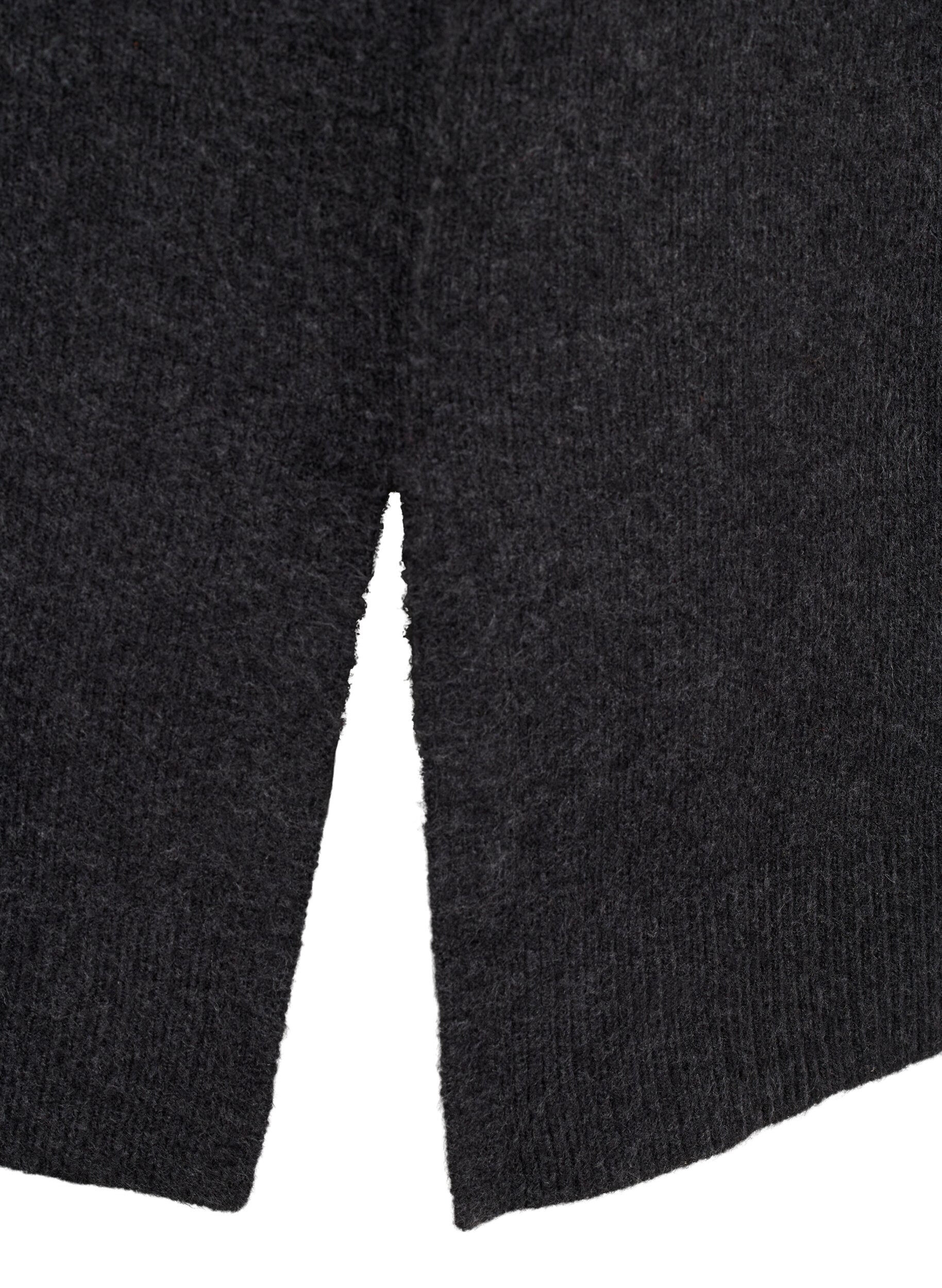 Zizzi Pitk&auml; neuletakki taskuilla, Dark Grey Melange, Packshot image number 3