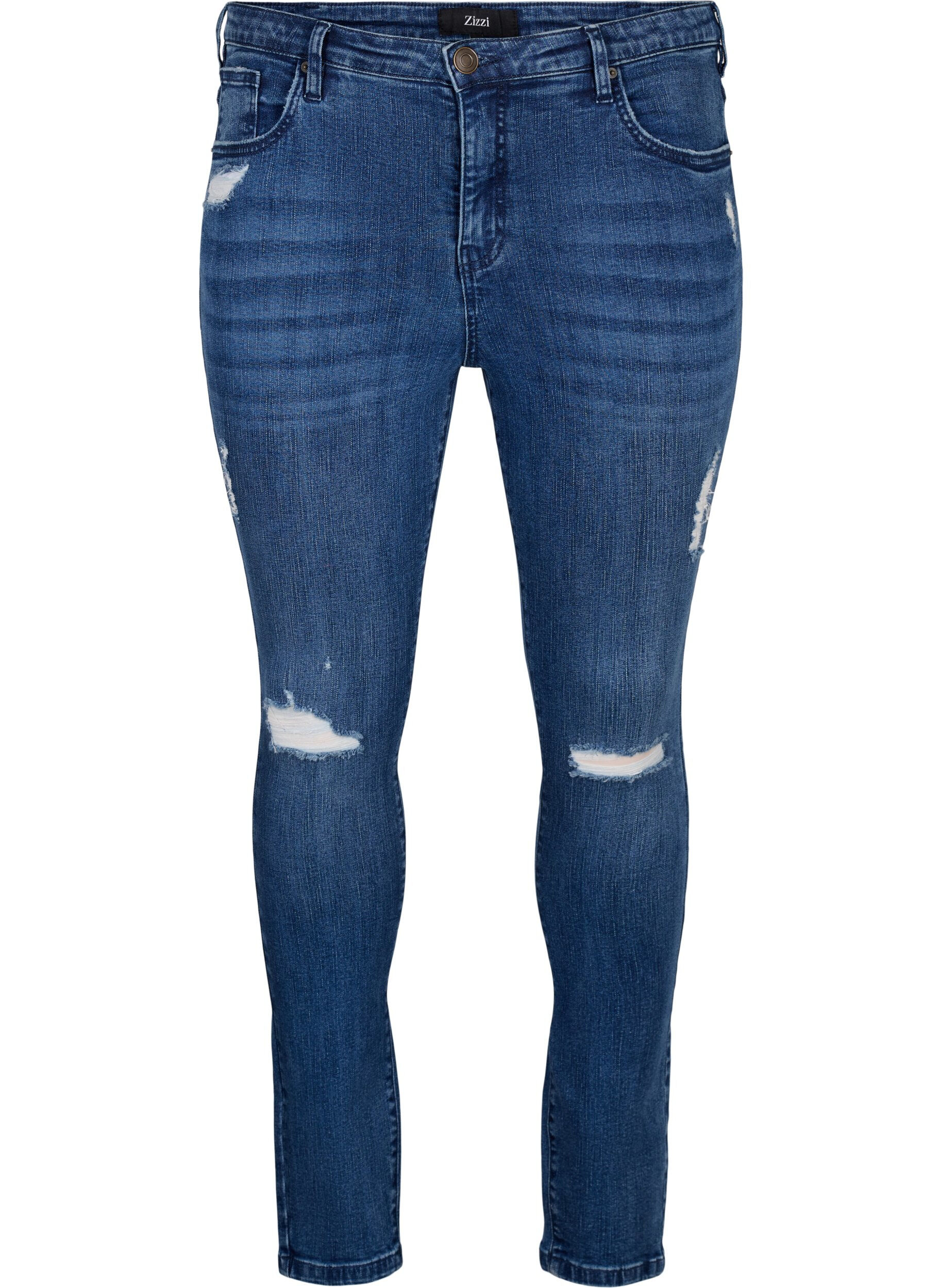 Zizzi Eritt&auml;in kapeat kulutusk&auml;sitellyt Amy-farkut, Blue Denim, Packshot image number 0