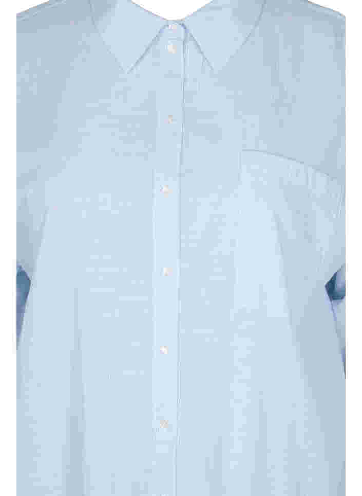 Puuvillainen raidallinen yöpaita, White w. Blue Stripe, Packshot image number 2