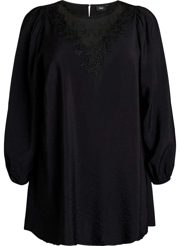 Viskoositunika pitsiyksityiskohdalla, Musta, Packshot image number 0