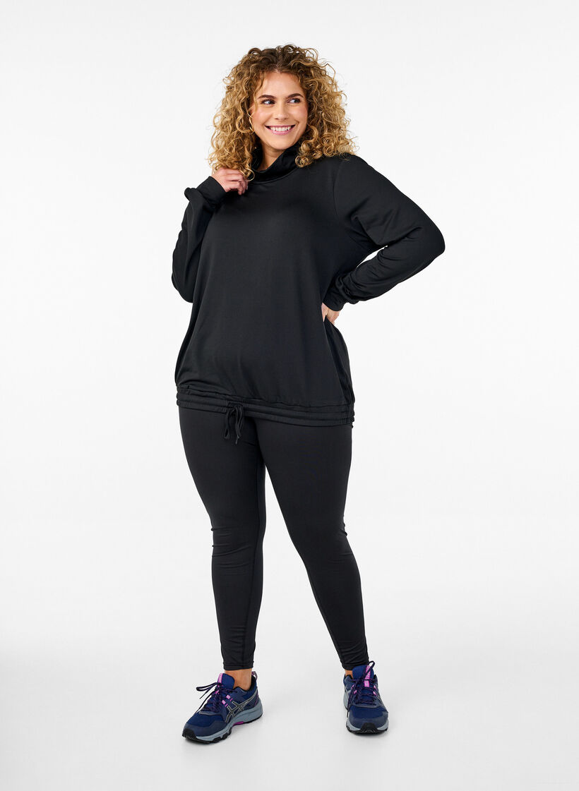 Korkeakauluksinen treenipaita, Black, Model image number 3