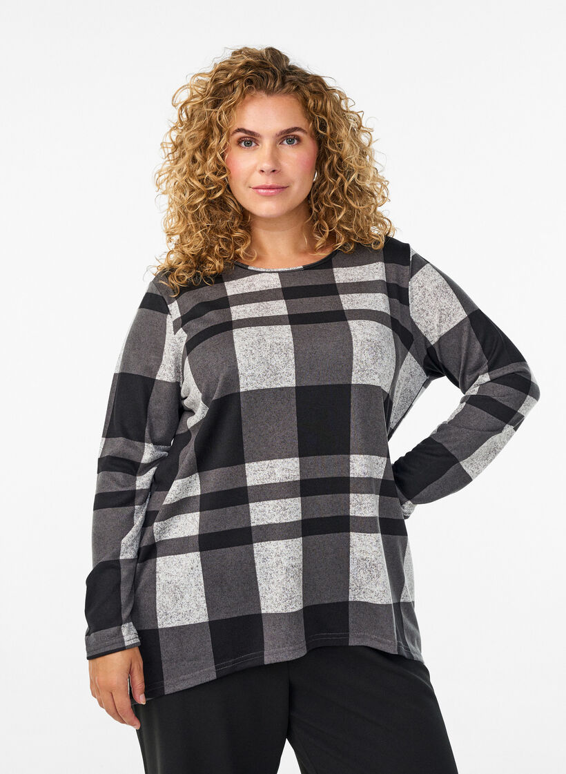 Pitkähihainen kuviollinen pusero, Harmaa, Model image number 0