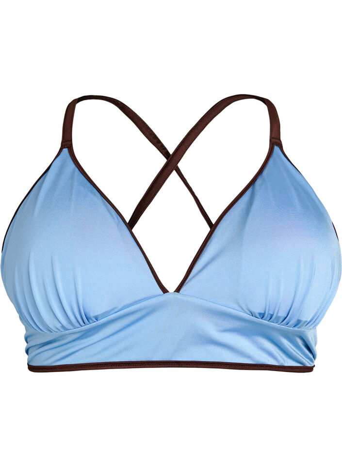 K&auml;&auml;nnett&auml;v&auml; bikinitoppi V-p&auml;&auml;ntiell&auml; ja ristiselk&auml;olkaimilla, Ruskea, Packshot image number 3