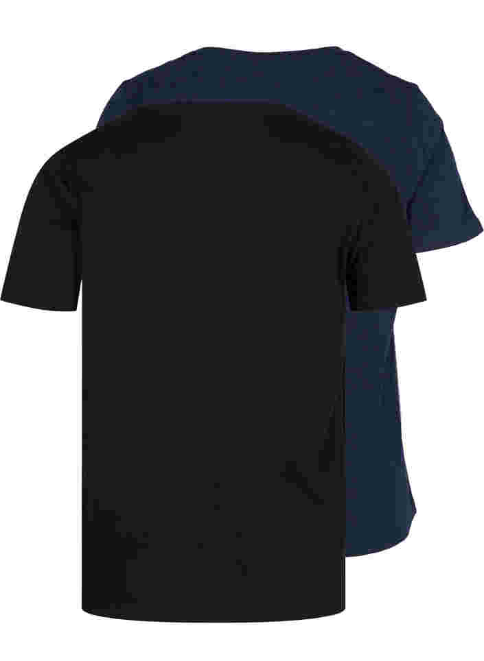 2 perus t-paitaa puuvillasta, Black/Navy Blazer, Packshot image number 1
