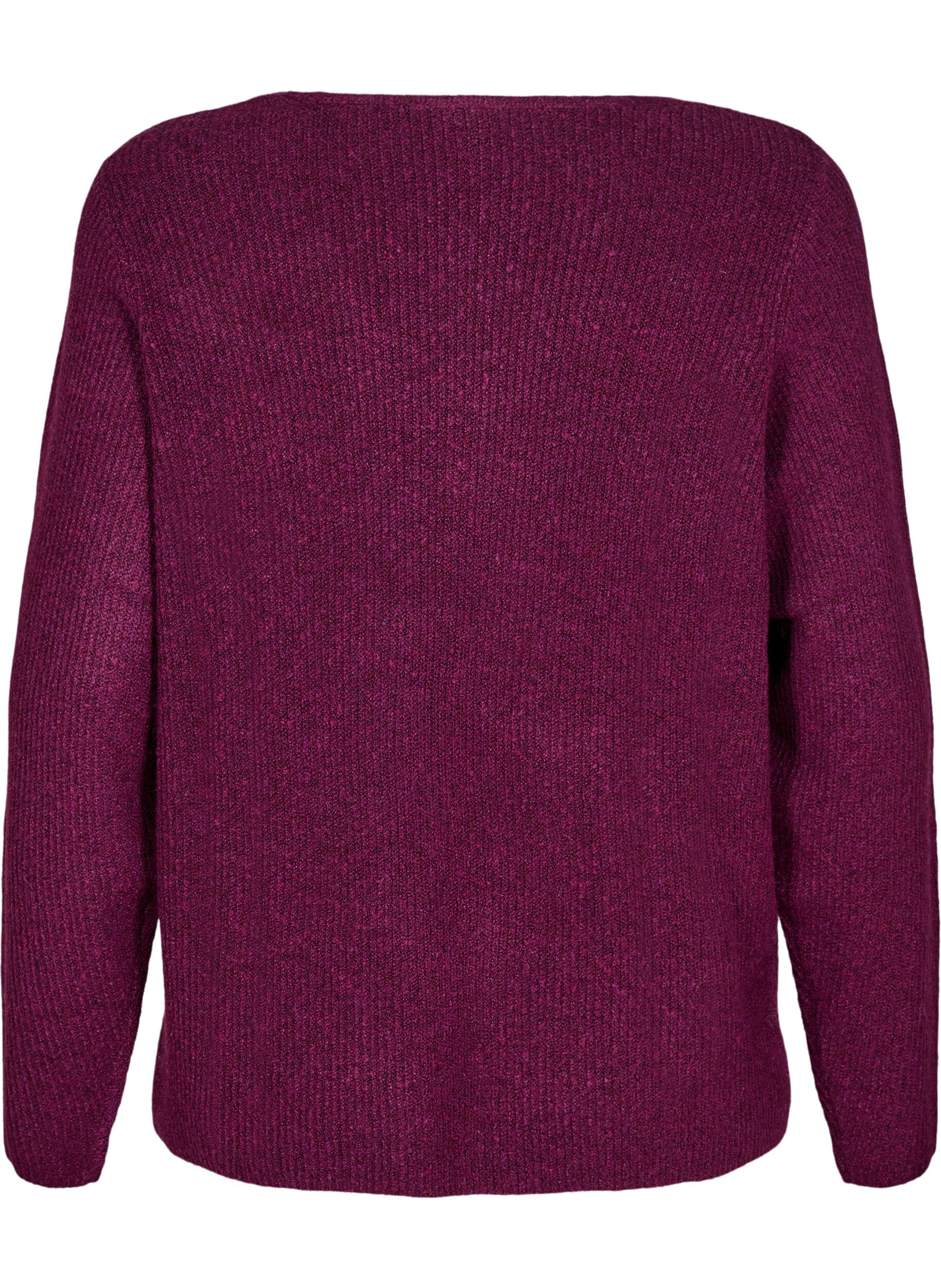 Zizzi Neulepusero v-p&auml;&auml;ntiell&auml; ja pitk&auml;t hihat, Potent P. Black Mel., Packshot image number 1