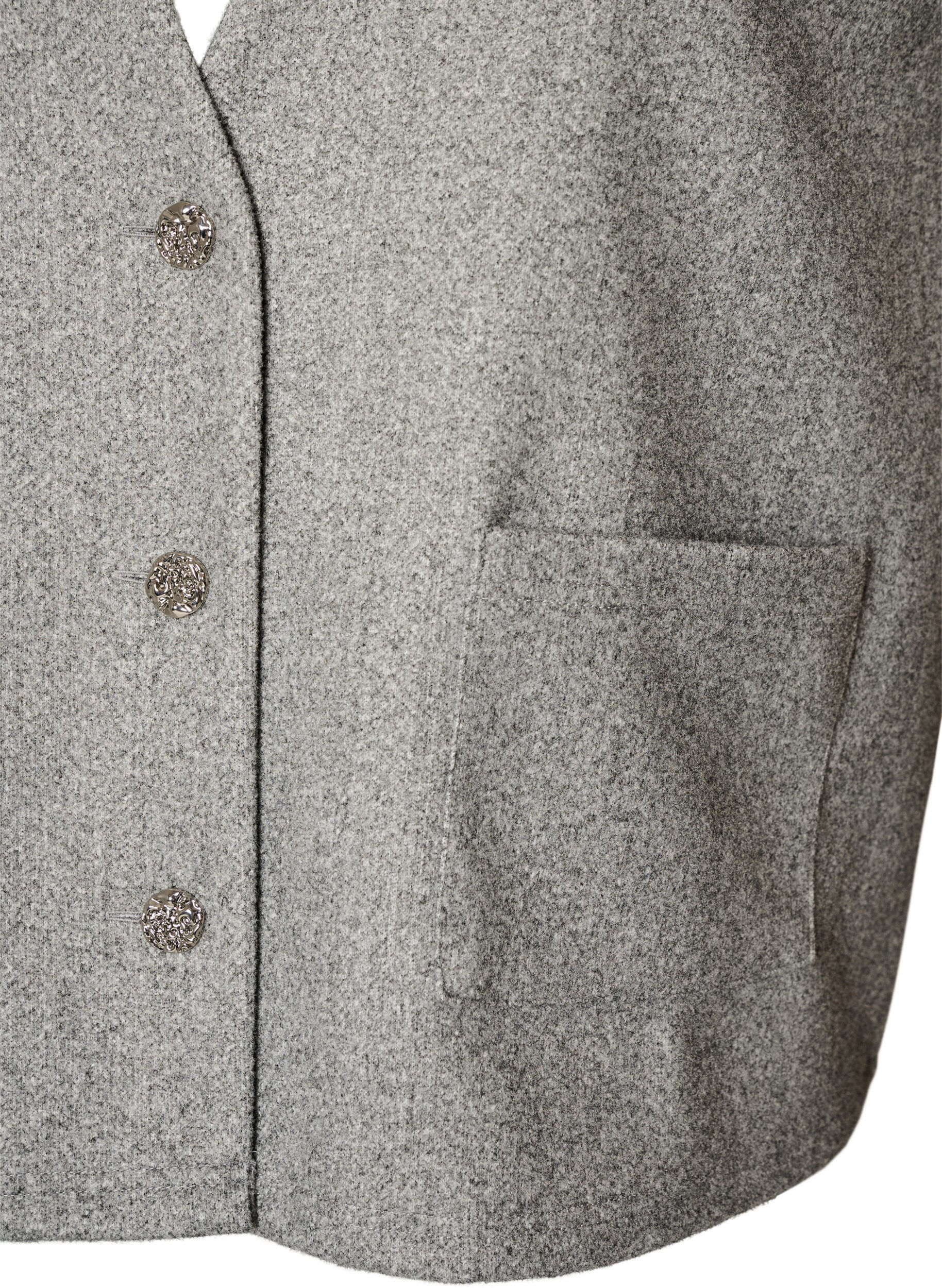 ZizziV-kauluksinen liivi napeilla, Harmaa, Packshot image number 2