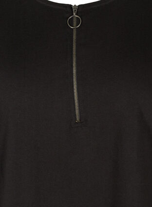Puuvillapusero vetoketjuyksityiskohdalla, Black, Packshot image number 2